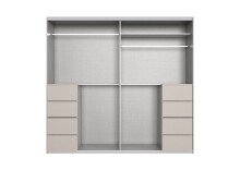 Schwebetürenschrank >BALI< in SAHARAGRAU + GLAS SAHARAGRAU - 225x208x64 (BxHxT)