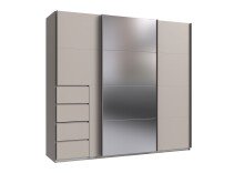Schwebetürenschrank >BALI< in KASCHMIR + SPIEGEL - 225x208x64cm (BxHxT)