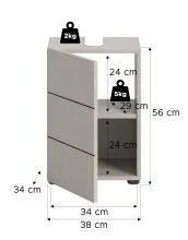 Waschbeckenunterschrank >Vira< in kaschmir - 38x56x34cm (BxHxT)