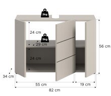 Waschbeckenunterschrank >Vira< in kaschmir - 82x56x34cm (BxHxT)