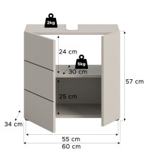 Waschbeckenunterschrank >Vira< in kaschmir - 60x57x34cm (BxHxT)