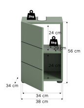Waschbeckenunterschrank >Vira< in Smoke Green - 38x56x34cm (BxHxT)