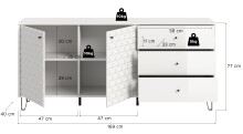 Sideboard >Prisma< in Weiß - 170x76x40cm (BxHxT)