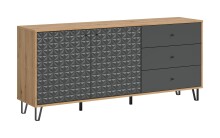 Sideboard >Prisma< in Artisan Oak / Anthrazit matt - 170x76x40cm (BxHxT)