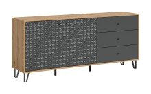 Sideboard >Prisma< in Artisan Oak / Anthrazit matt - 170x76x40cm (BxHxT)