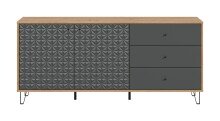 Sideboard >Prisma< in Artisan Oak / Anthrazit matt - 170x76x40cm (BxHxT)