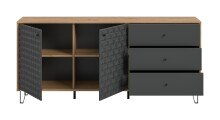 Sideboard >Prisma< in Artisan Oak / Anthrazit matt - 170x76x40cm (BxHxT)