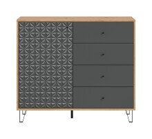 Highboard >Prisma< in Artisan Oak / Anthrazit matt - 110x96x40cm (BxHxT)