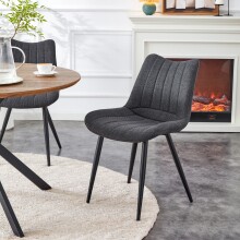 Esszimmerstuhl >Lotta< 2er Set in anthrazit, Webstoff - 53x86x59cm (BxHxT)