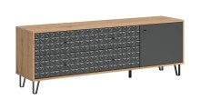 Lowboard >Prisma< in Artisan Oak / Anthrazit matt - 164x56x40cm (BxHxT)