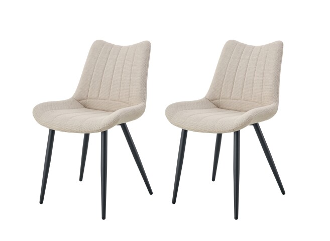 Esszimmerstuhl >Lotta< 2er Set in creme, Webstoff - 53x86x59cm (BxHxT)