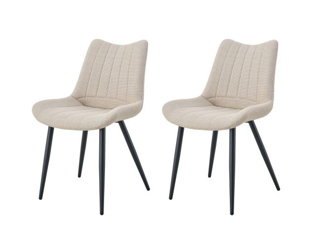 Esszimmerstuhl >Lotta< 2er Set in creme, Webstoff - 53x86x59cm (BxHxT)