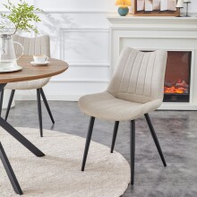 Esszimmerstuhl >Lotta< 2er Set in creme, Webstoff - 53x86x59cm (BxHxT)