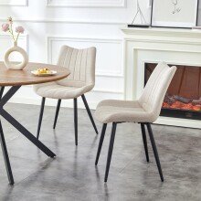 Esszimmerstuhl >Lotta< 2er Set in creme, Webstoff - 53x86x59cm (BxHxT)