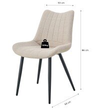 Esszimmerstuhl >Lotta< 2er Set in creme, Webstoff - 53x86x59cm (BxHxT)