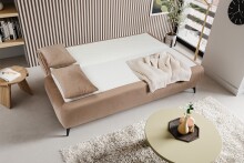 Schlafsofa >Sendi< in braun-beige, Velour - 210x103x90cm (BxHxT)