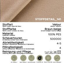 Schlafsofa >Sendi< in braun-beige, Velour - 210x103x90cm (BxHxT)