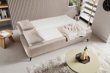 Schlafsofa >Sendi< in beige, Velour - 210x103x90cm (BxHxT)
