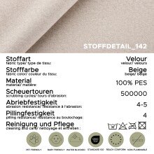 Schlafsofa >Sendi< in beige, Velour - 210x103x90cm (BxHxT)