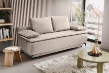 Schlafsofa >Sendi< in beige, Velour - 210x103x90cm...