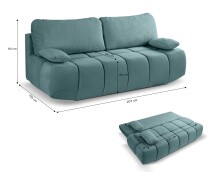 Schlafsofa >Lauder< in mint-blau, Cord - 207x93x105cm (BxHxT)