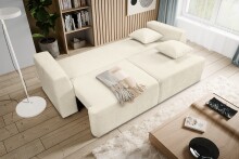 Schlafsofa >Point< in hellbeige, Webstoff - 250x95x99cm (BxHxT)