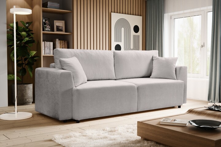 Schlafsofa >Point< in hellgrau, Webstoff - 250x95x99cm (BxHxT)