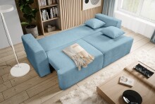 Schlafsofa >Point< in hellblau, Webstoff - 250x95x99cm (BxHxT)
