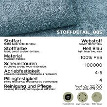 Schlafsofa >Point< in hellblau, Webstoff - 250x95x99cm (BxHxT)