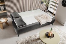 Schlafsofa >Sendi< in grau-beige, Velour - 210x103x90cm (BxHxT)