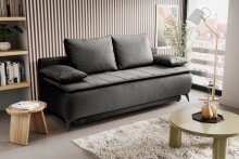 Schlafsofa >Sendi< in grau-beige, Velour -...