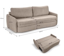 Schlafsofa >Diana< in beige, Strukturstoff - 231x93x108cm (BxHxT)