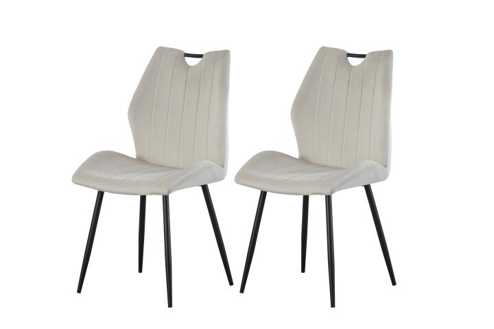 Esszimmerstuhl >Christin< 2er Set in creme, Velouroptik - 52x75x58cm (BxHxT)