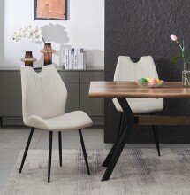 Esszimmerstuhl >Christin< 2er Set in creme, Velouroptik - 52x75x58cm (BxHxT)