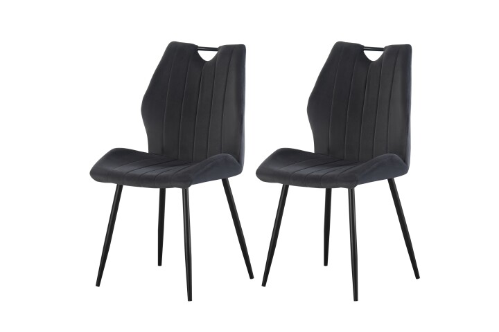 Esszimmerstuhl >Christin< 2er Set in anthrazit, Velouroptik - 52x75x58cm (BxHxT)