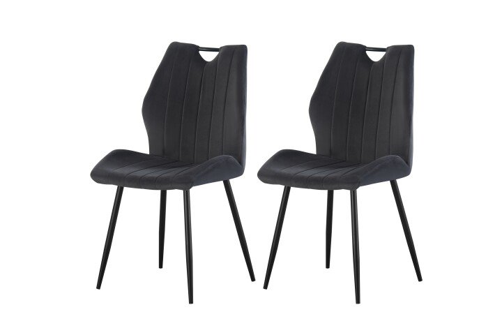 Esszimmerstuhl >Christin< 2er Set in anthrazit, Velouroptik - 52x75x58cm (BxHxT)