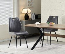 Esszimmerstuhl >Christin< 2er Set in anthrazit, Velouroptik - 52x75x58cm (BxHxT)