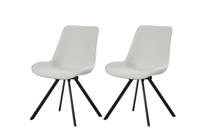 Drehstuhl >Emilia< 2er Set in creme, Webstoff - 52x85x61cm (BxHxT)