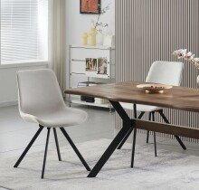 Drehstuhl >Emilia< 2er Set in creme, Webstoff - 52x85x61cm (BxHxT)