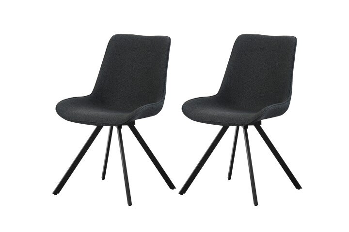 Drehstuhl >Emilia< 2er Set in anthrazit, Webstoff - 52x85x61cm (BxHxT)