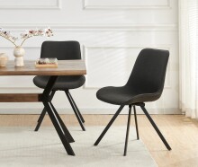 Drehstuhl >Emilia< 2er Set in anthrazit, Webstoff - 52x85x61cm (BxHxT)