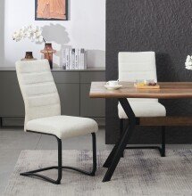 Freischwinger >Leni< 2er Set in creme, Strukturstoff - 43x98x59cm (BxHxT)