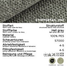 Schlafsofa >Bono< in hellgrau, Strukturstoff - 199x91x91cm (BxHxT)