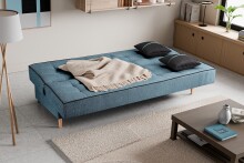 Schlafsofa >Bono< in blau, Strukturstoff - 199x91x91cm (BxHxT)