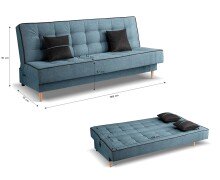 Schlafsofa >Bono< in blau, Strukturstoff - 199x91x91cm (BxHxT)