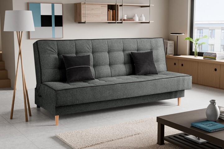 Schlafsofa >Bono< in grau, Strukturstoff - 199x91x91cm (BxHxT)