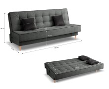 Schlafsofa >Bono< in grau, Strukturstoff - 199x91x91cm (BxHxT)
