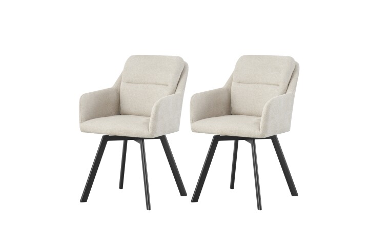 Stuhl >Sophie< 2er Set in creme, Chenille-Optik - 53x87x62cm (BxHxT)