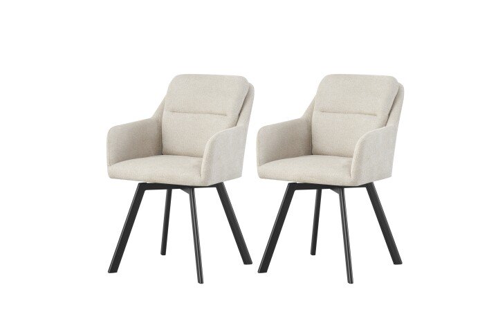 Stuhl >Sophie< 2er Set in creme, Chenille-Optik - 53x87x62cm (BxHxT)