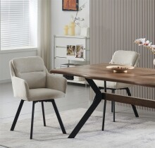 Stuhl >Sophie< 2er Set in creme, Chenille-Optik - 53x87x62cm (BxHxT)